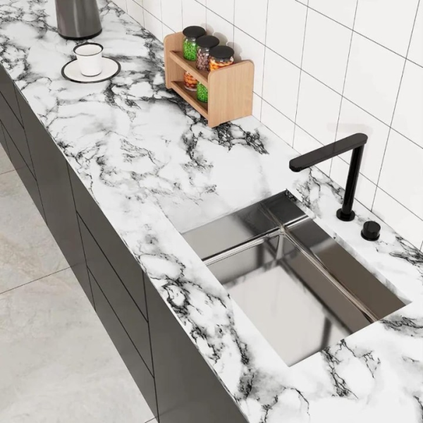 Self-Adhesive White Marble Sheet – Transform Your Space with Style & Durability! 🏡