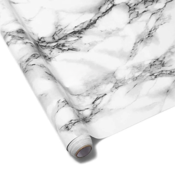 Self-Adhesive White Marble Sheet – Transform Your Space with Style & Durability! 🏡