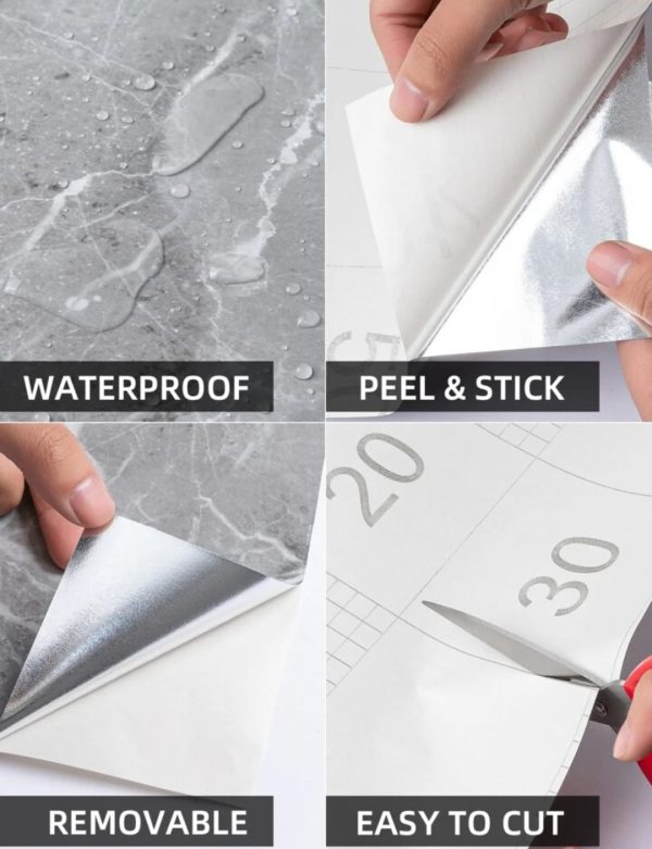 Self-Adhesive White Marble Sheet – Transform Your Space with Style & Durability! 🏡